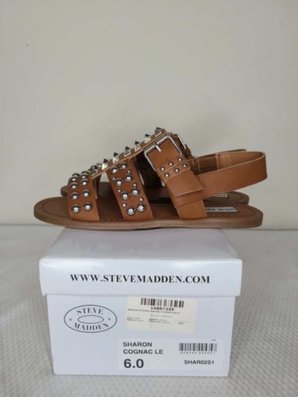 Steve Madden Women's Brown Studded Cognac Sandal Size: 6M